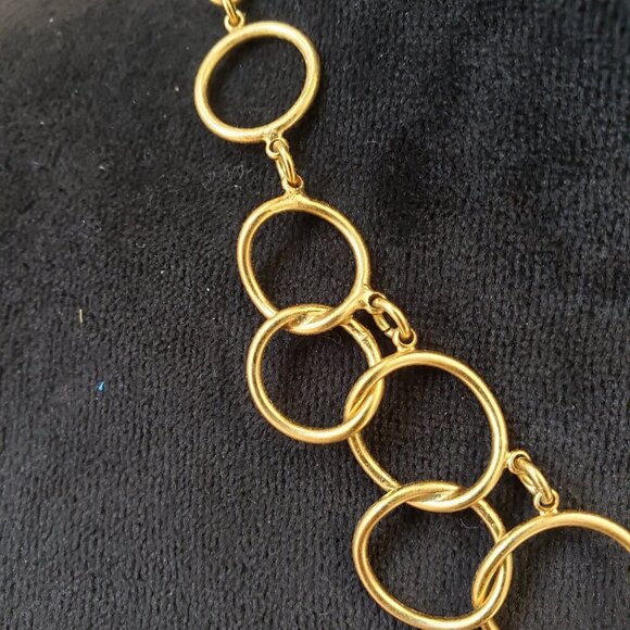 Womens Gold Tone Premier Designs Circle Brushed Oval Link Necklace with Lobster - Picture 6 of 6